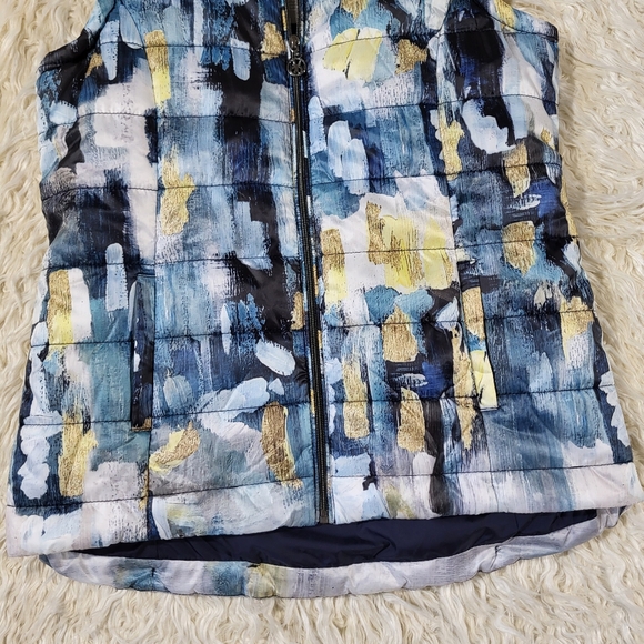 Dolcezza Paint Stroke Padded Gilet, Blue Multi Size Medium - Picture 5 of 16